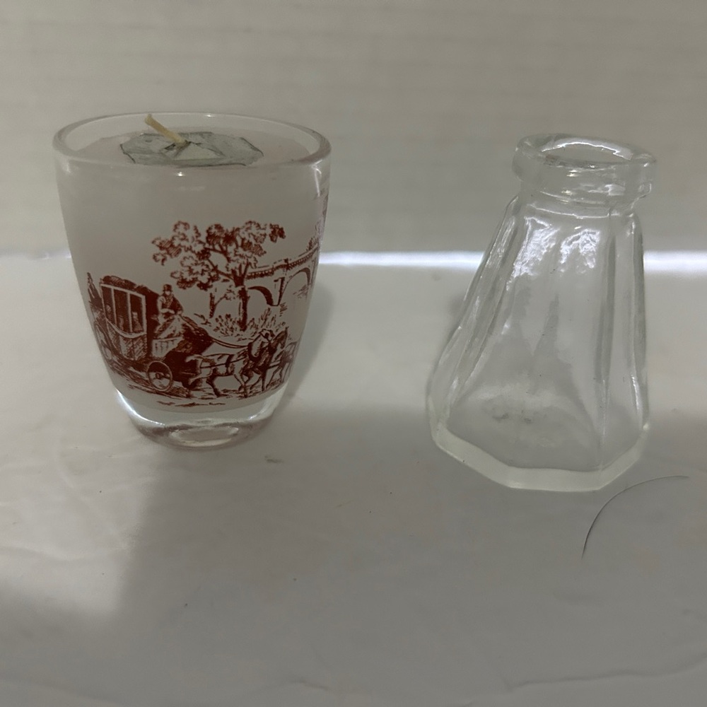 Vintage Glass Candle Holder and Ink Well